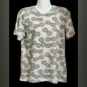 Knickerbocker Vintage Design Pineapple T-shirt Navy Blue & White Sz S